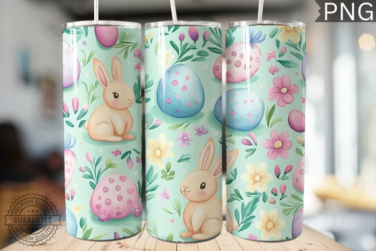 Spring Easter Tumbler Wrap - High Quality 300 Dpi