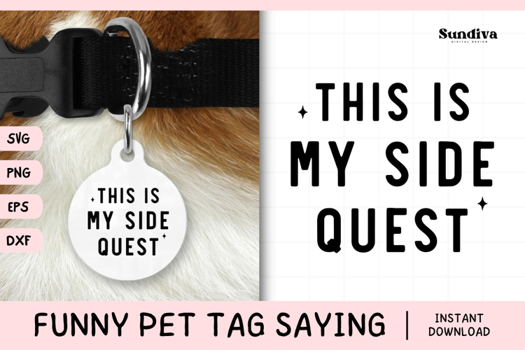 Funny Pet Tag Saying SVG | This Is My Side Quest