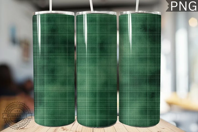 Green Plaid Tumbler Wrap - High Quality 300 Dpi