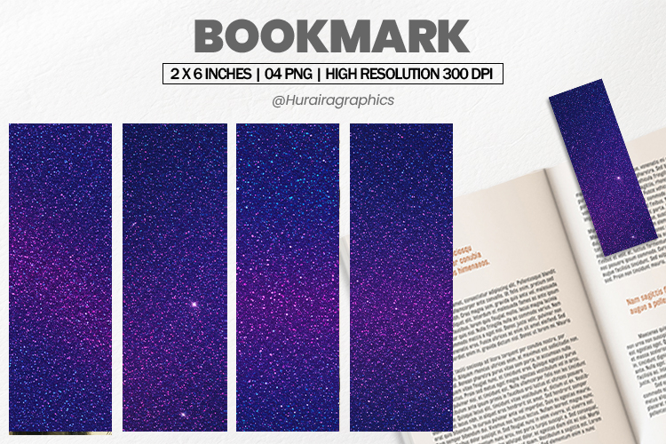 Galaxy Glitter Bookmarks PNG, Bookmark Sublimation