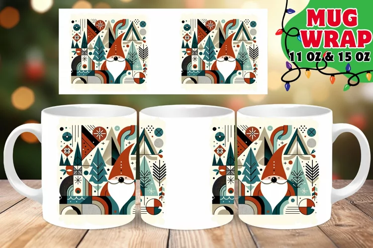 Festive Gnome Whirl 11oz 15oz Mug Wrap