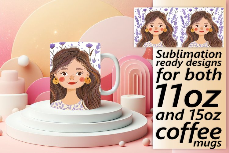 Elegant Floral Portrait Mug Wrap 11oz/15oz example image 1