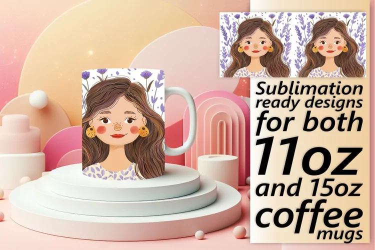 Elegant Floral Portrait Mug Wrap 11oz/15oz