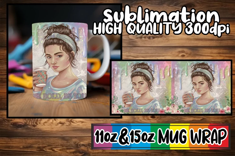 Luminous vibes sublimation mug wrap, Woman
