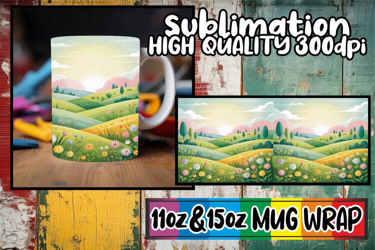 Heartfelt vibes 11oz 15oz sublimation wrap, Spring example image 1