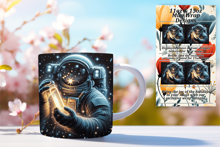Radiant 15oz Mug Wrap Png Template , Astronaut