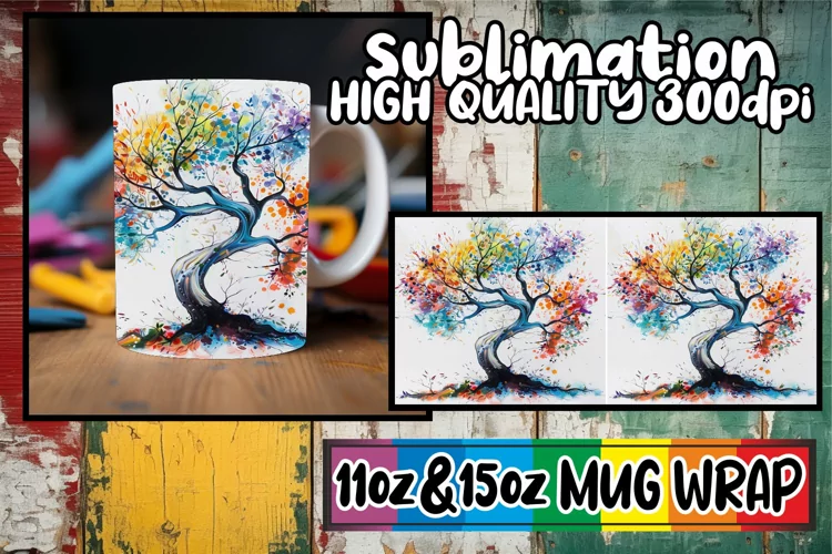 Tranquil Blossoms Mug Wrap - Sublimation 11oz 15oz