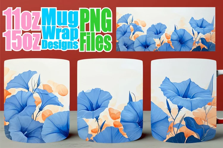 Elegant Bloom Mug Wrap: Spring Sublimation Charm