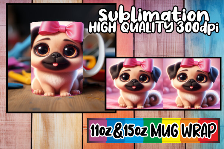Unique flair 11oz 15oz mug wrap, 3D Dog example image 1