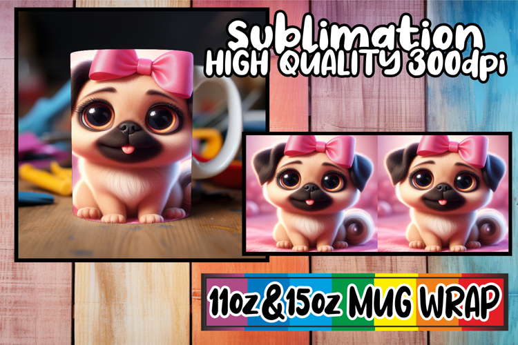 Unique flair 11oz 15oz mug wrap, 3D Dog