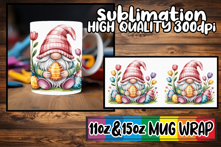 Unique adventures 11oz 15oz sublimation wrap, Easter Gnomes example image 1