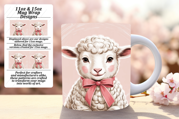 Stylish 15oz Mug Wrap Png Artwork , Valenines Animals