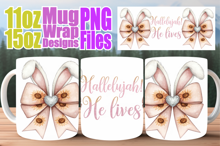 Bright beginnings sublimation mug wrap, Easter Bow