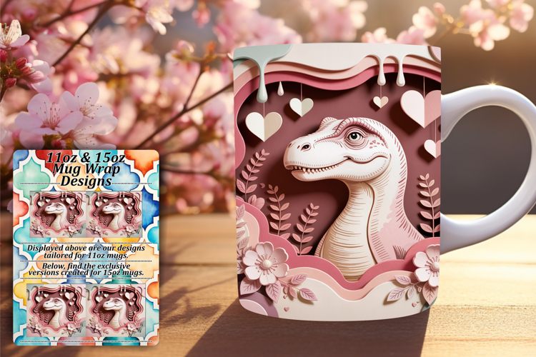 Inspirational 11oz Mug Wrap Png Artwork , Cute Dino