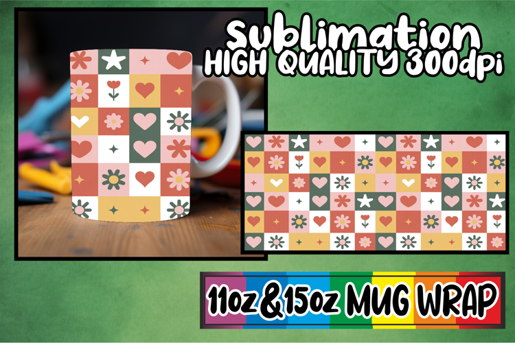 Joyful vibes 11oz 15oz sublimation wrap, Valentine's Pattern