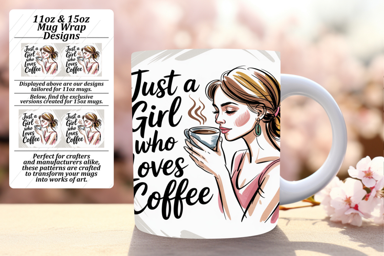 Stunning 11oz Mug Wrap Png Artwork , Just A Girl