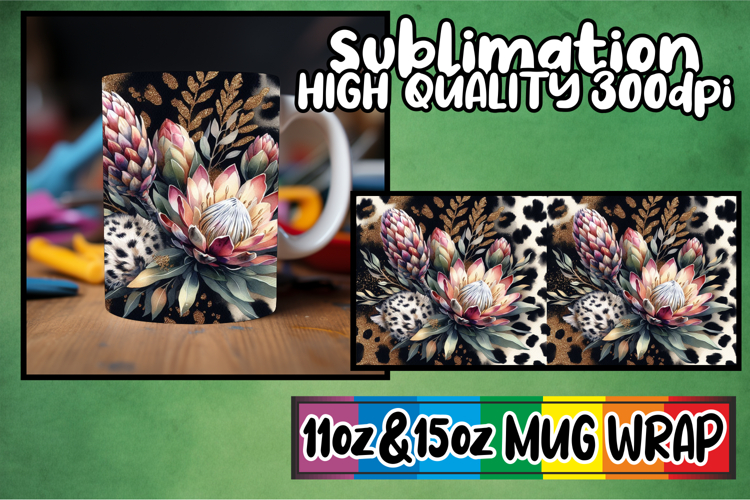 Joyful sips 11oz 15oz sublimation wrap, Leopard Prints