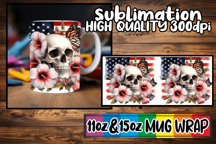 Timeless joys sublimation print wrap, Skull USA