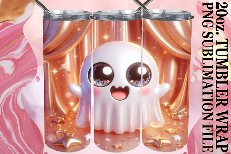 Timeless charm 20oz tumbler wrap, 3D Cute Ghost