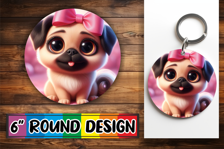 Radiant Round Coaster Design, 3D Dog