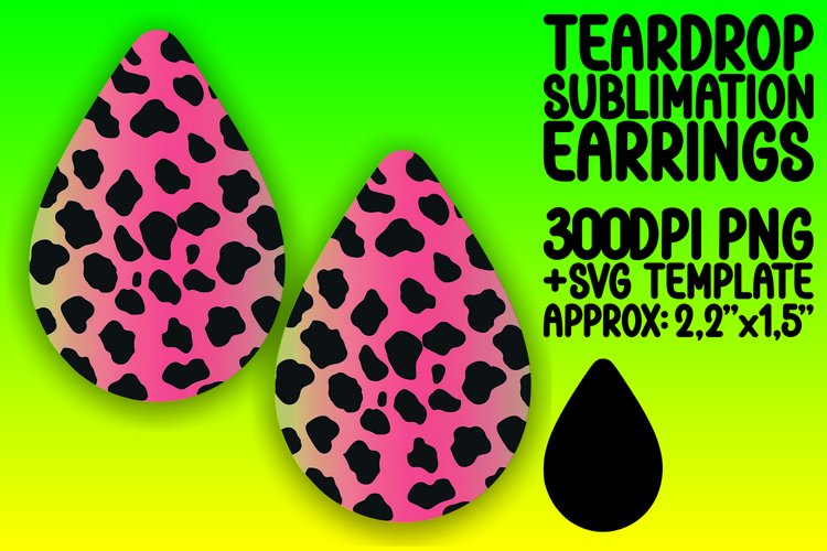 Bold Gradient Leopard Art Teardrop Earring Wrap PNG