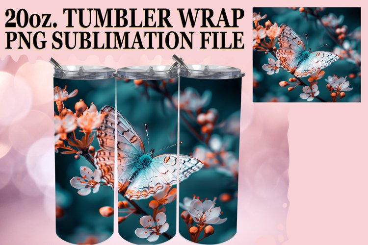 Whimsical Spring Blossom Tumbler Wrap - Butterfly Bliss
