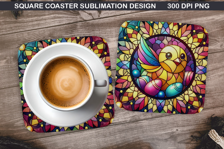 Chicks Coaster Sublimation, Easter Coaster PNG Design