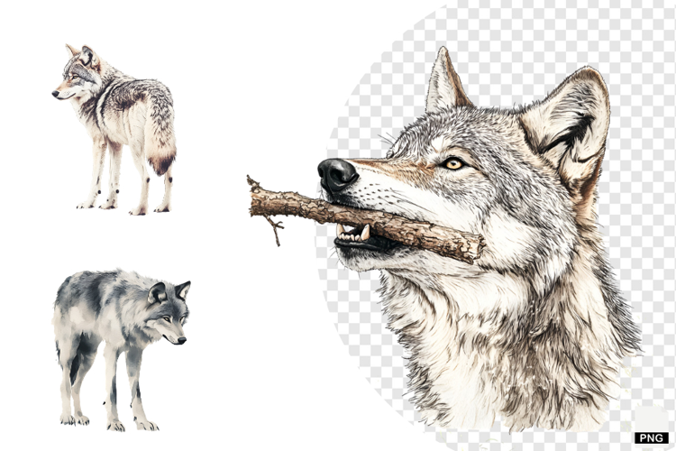 Winter Gray Wolves Clipart