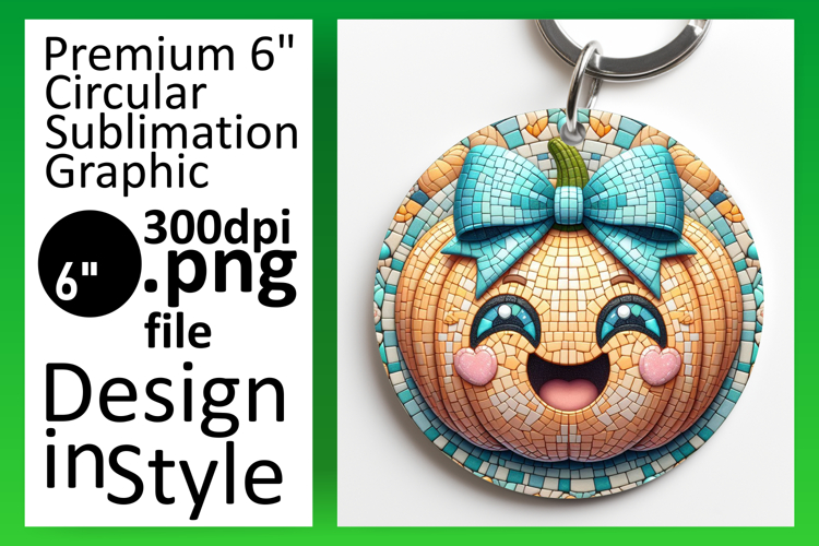 Elegant Round Design Sublimation PNG , Cute Pumpkin example image 1