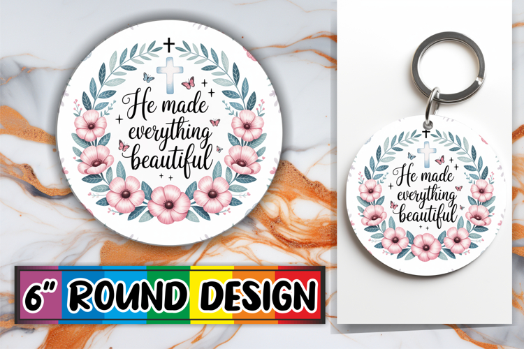 Whimsical Keychain Circle Designs PNG, Religious
