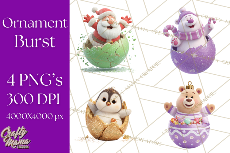 Christmas Ornament Clipart PNG Cute Holiday Illustrations