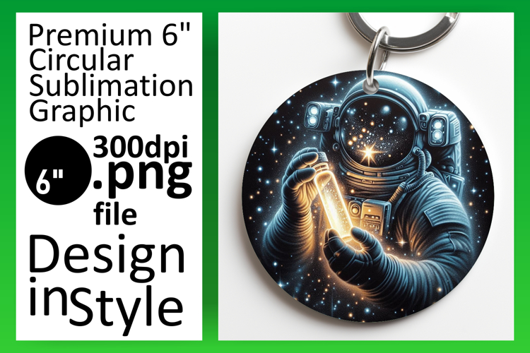 Sophisticated Round Design for Keychains , Astronaut