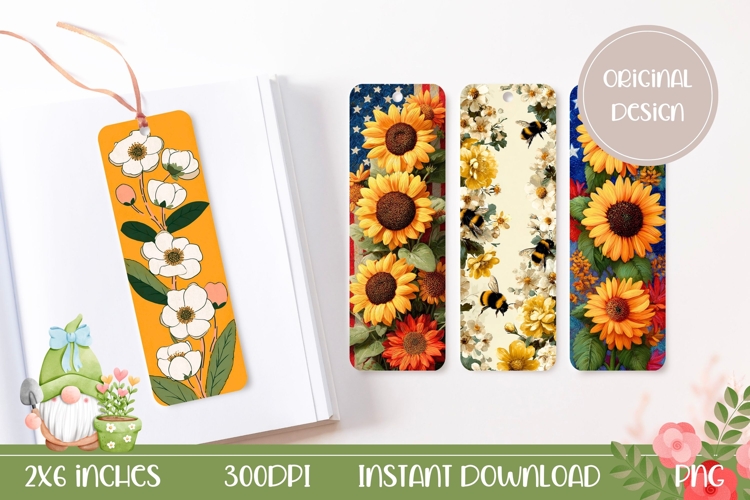 Cute Flowers Bookmark Designs, Sunflowers Bookmarks