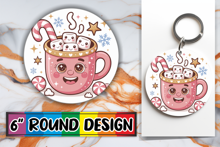 Cozy Round Keychain Magic, Cute Christmas
