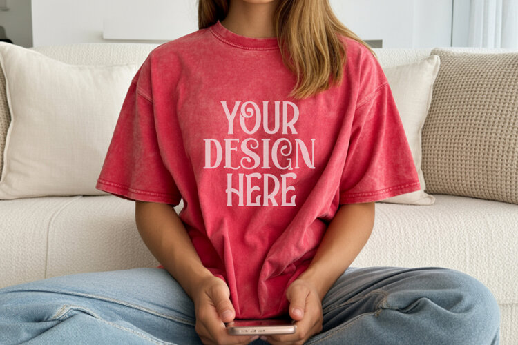 Crimson Comfort Colors 1717 T-shirt Mockups,1717 Mockups example image 1