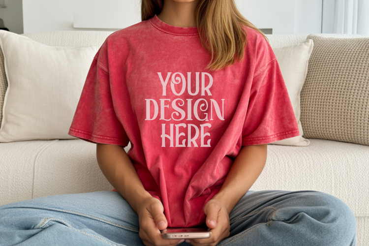 Crimson Comfort Colors 1717 T-shirt Mockups,1717 Mockups
