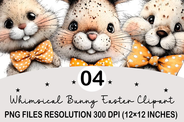 Whimsical Bunny Easter Clipart, Watercolor Easter Bunny PNG