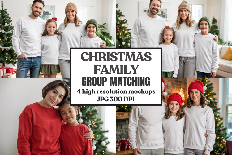 Christmas Family Matching T-Shirt Mockups | Holiday Group