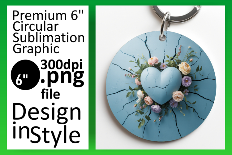 Sophisticated Round Design Keychain Art , 3D Heart