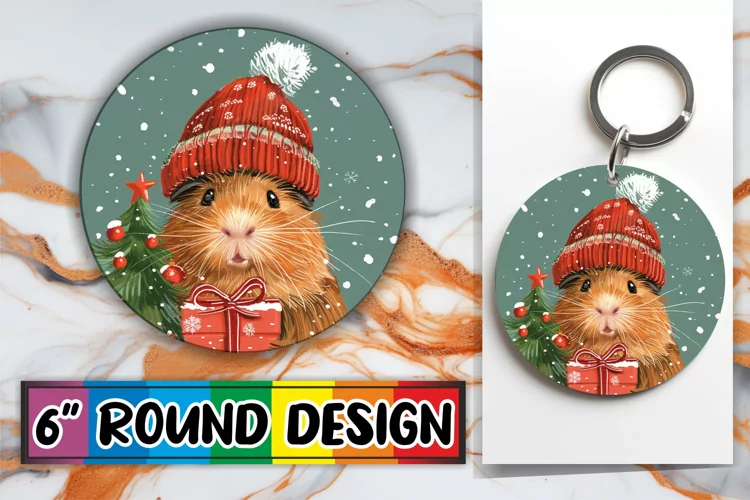 Festive Watercolor Animals Round Design Sublimation
