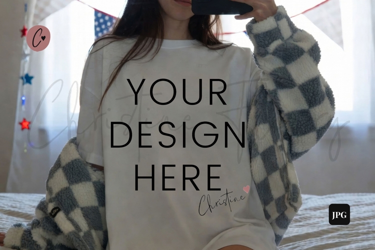 4th Of July White T-Shirt Mockup