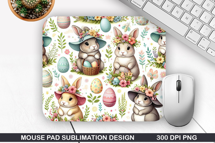 Bunny Mouse Pad Sublimation, Easter Bunny Mouse Pad PNG