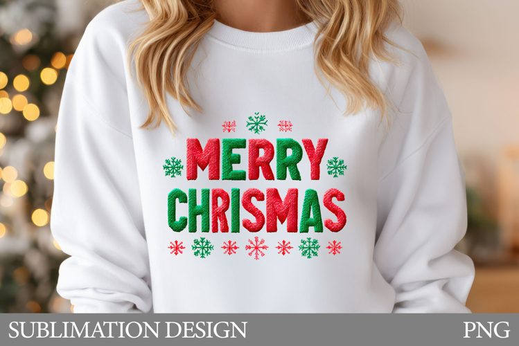 Crochet Merry Christmas T-Shirt. Christmas Sublimation