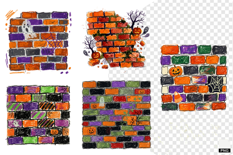 Halloween Brick Wall PNG