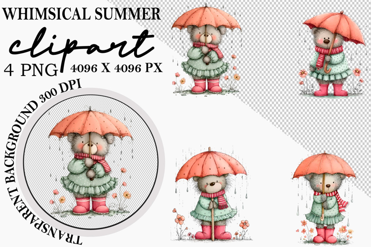 Whimsical Summer Watercolor Clipart PNG