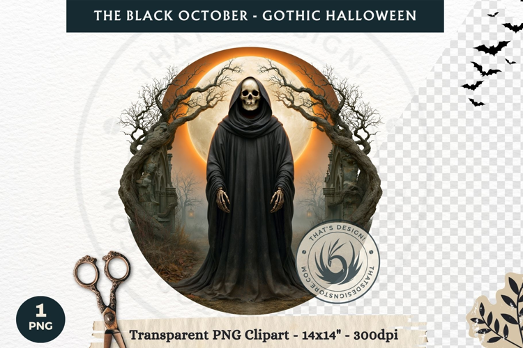 The Black October Gothic Halloween Clipart, Horror character