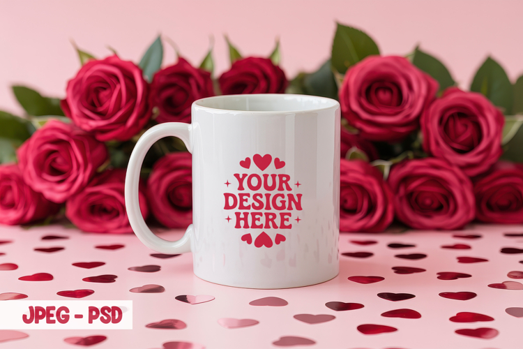 Valentine Mug Lights PSD JPEG Mockup