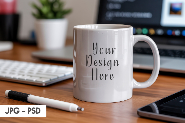 Minimal Desk Mug Mockup PSD