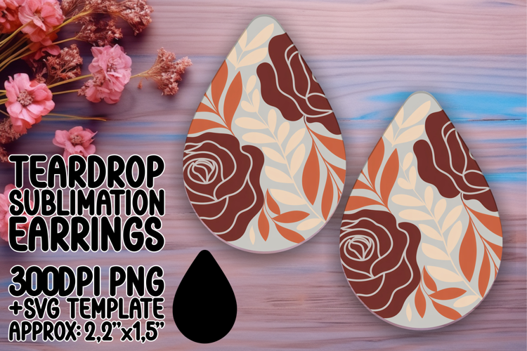 Bold Teardrop Earrings Design PNG , Flowers
