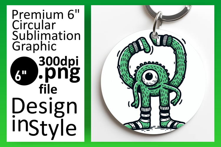 Sophisticated Round Design Keychain Template , Monster